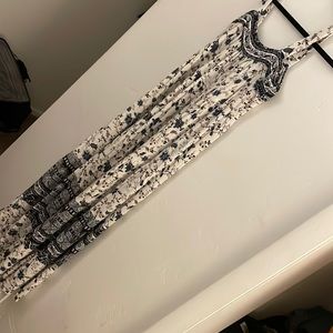 White and blue patterned maxi dress